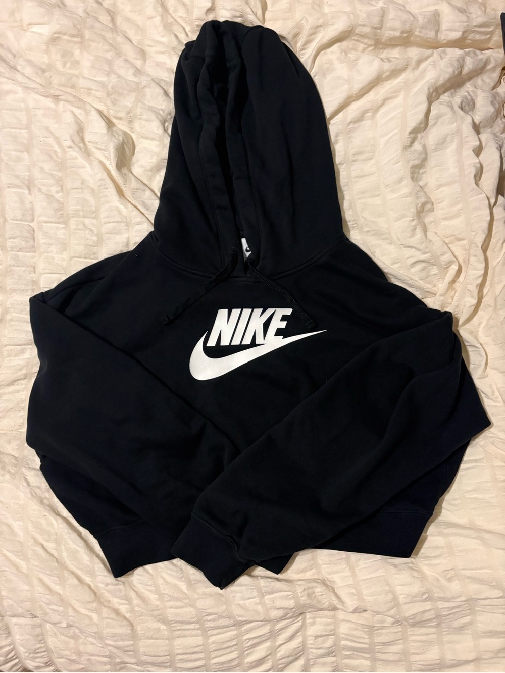 Nike Women's Black Logo Cropped Hoodie